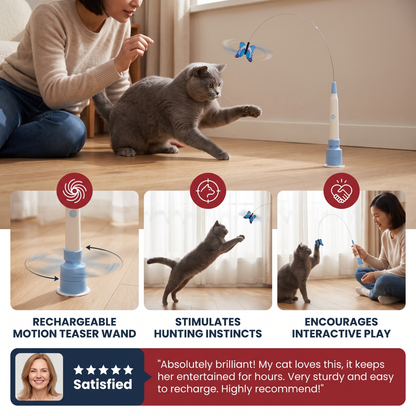 Interactive Spinning Butterfly Cat Toy – Rechargeable Motion Teaser Wand