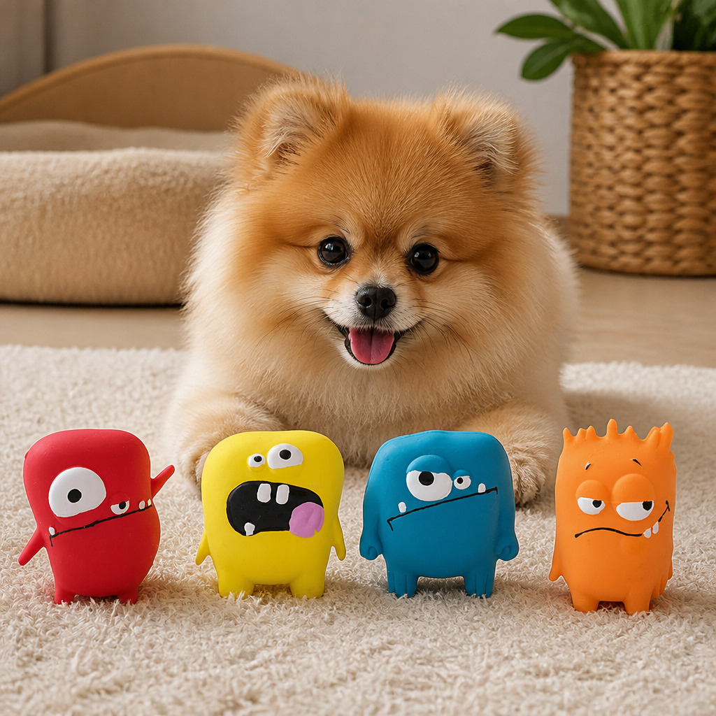 Durable Natural Monster Latex Dental Squeaky Dog Toy