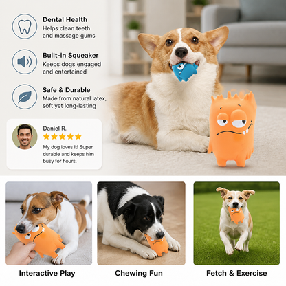 Durable Natural Monster Latex Dental Squeaky Dog Toy