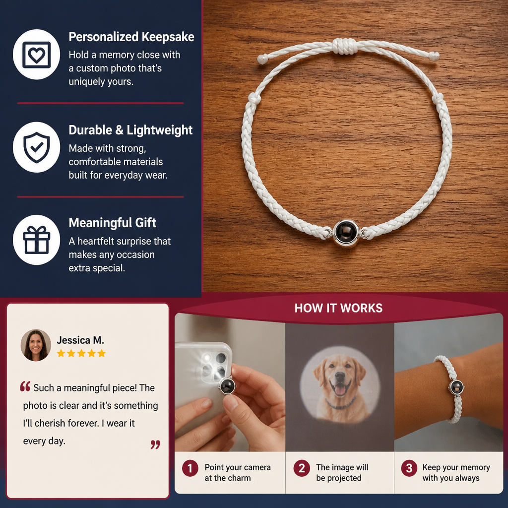 Personalized Pet Photo Projection Keepsake Bracelet