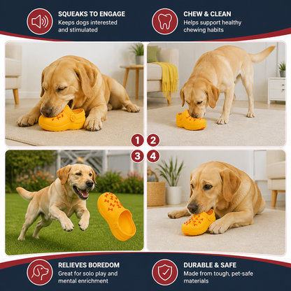 Interactive Squeaky Slipper Dog Chew Toy