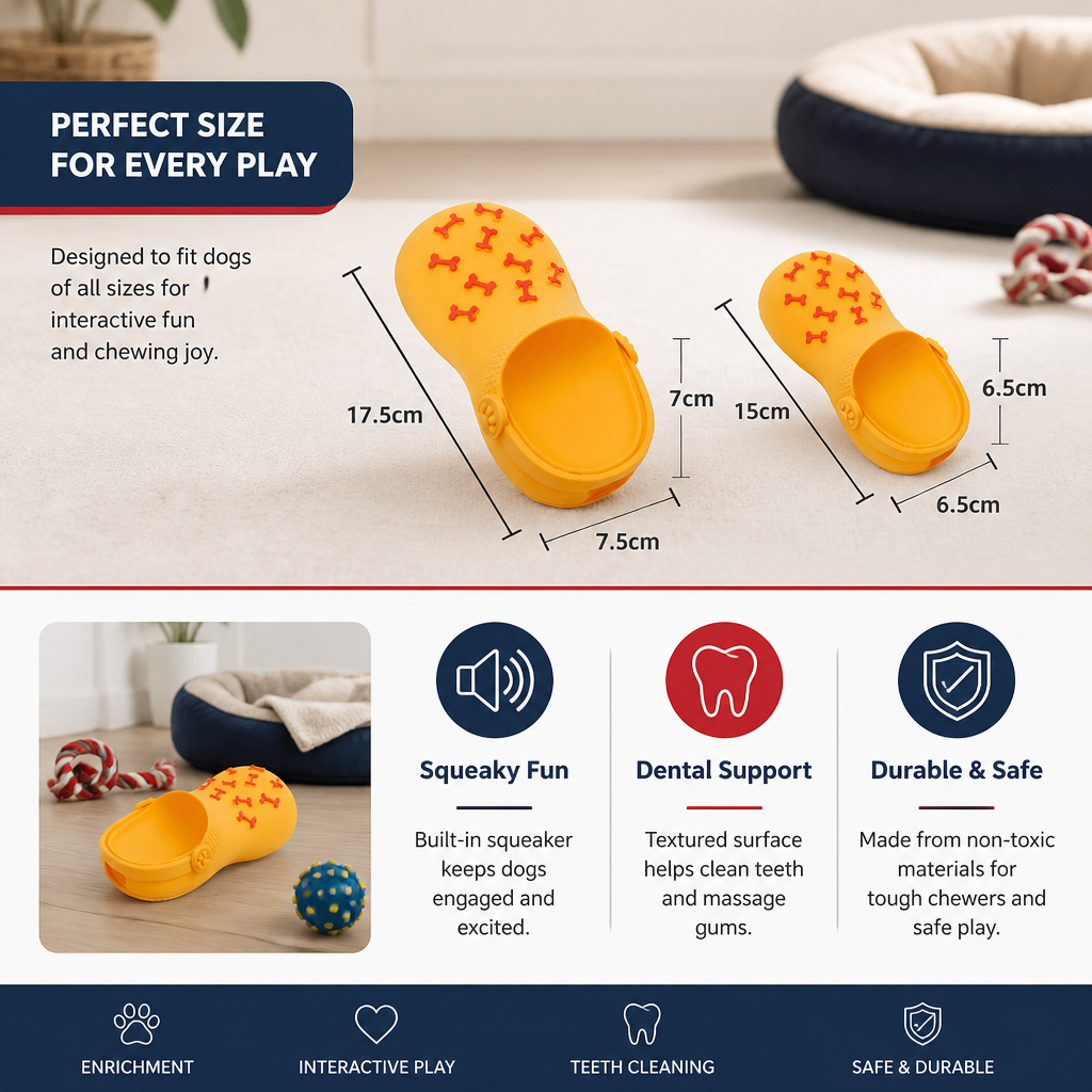Interactive Squeaky Slipper Dog Chew Toy