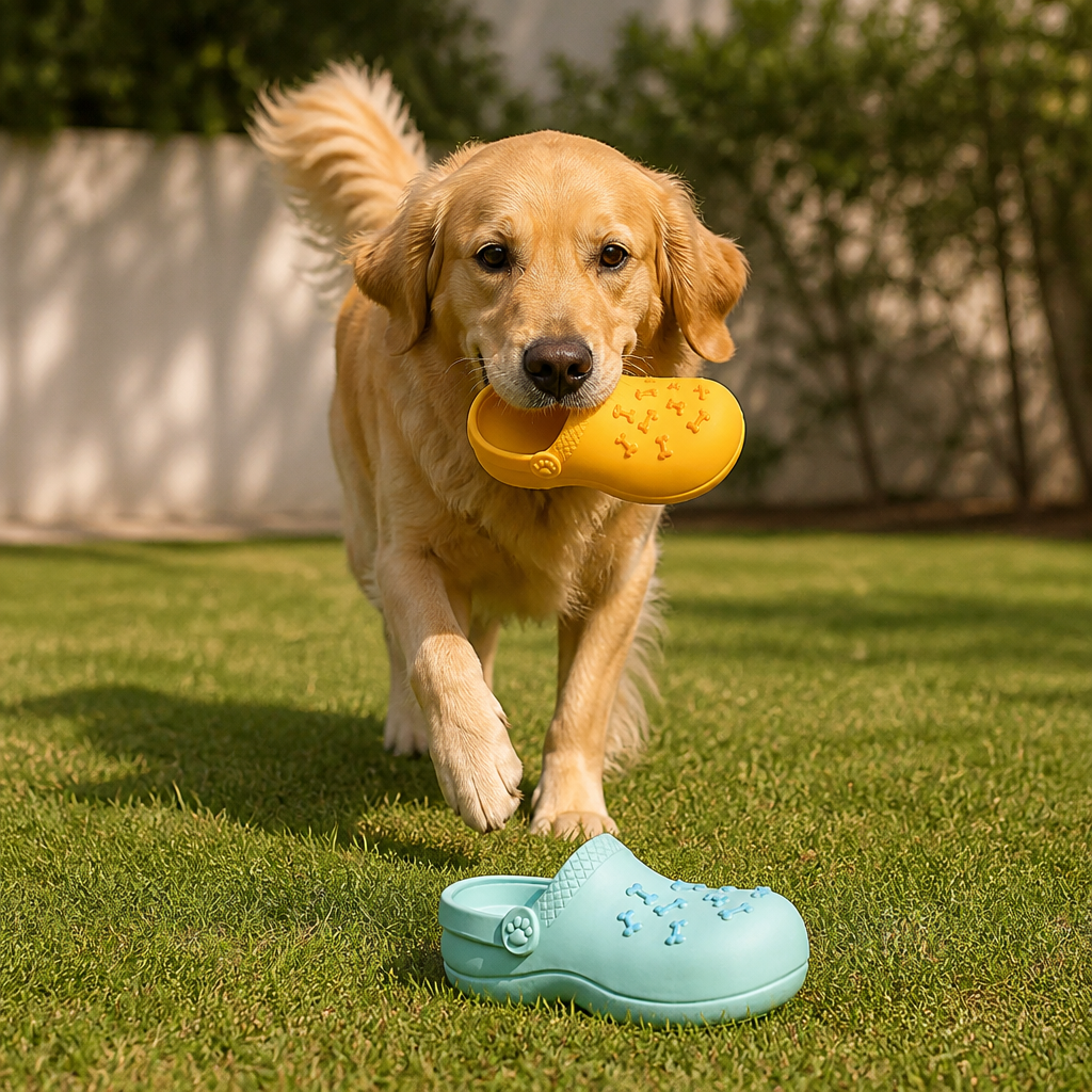 Interactive Squeaky Slipper Dog Chew Toy