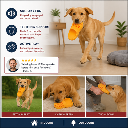 Interactive Squeaky Slipper Dog Chew Toy