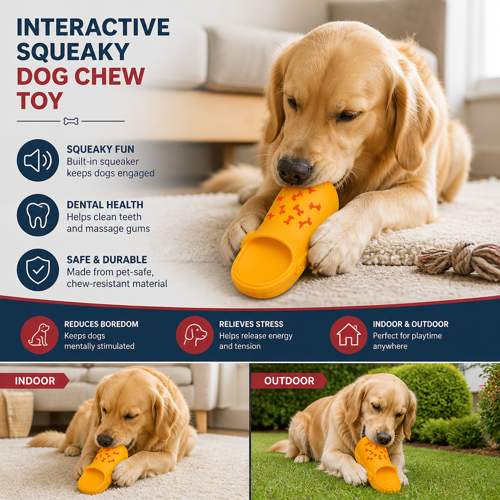 Interactive Squeaky Slipper Dog Chew Toy