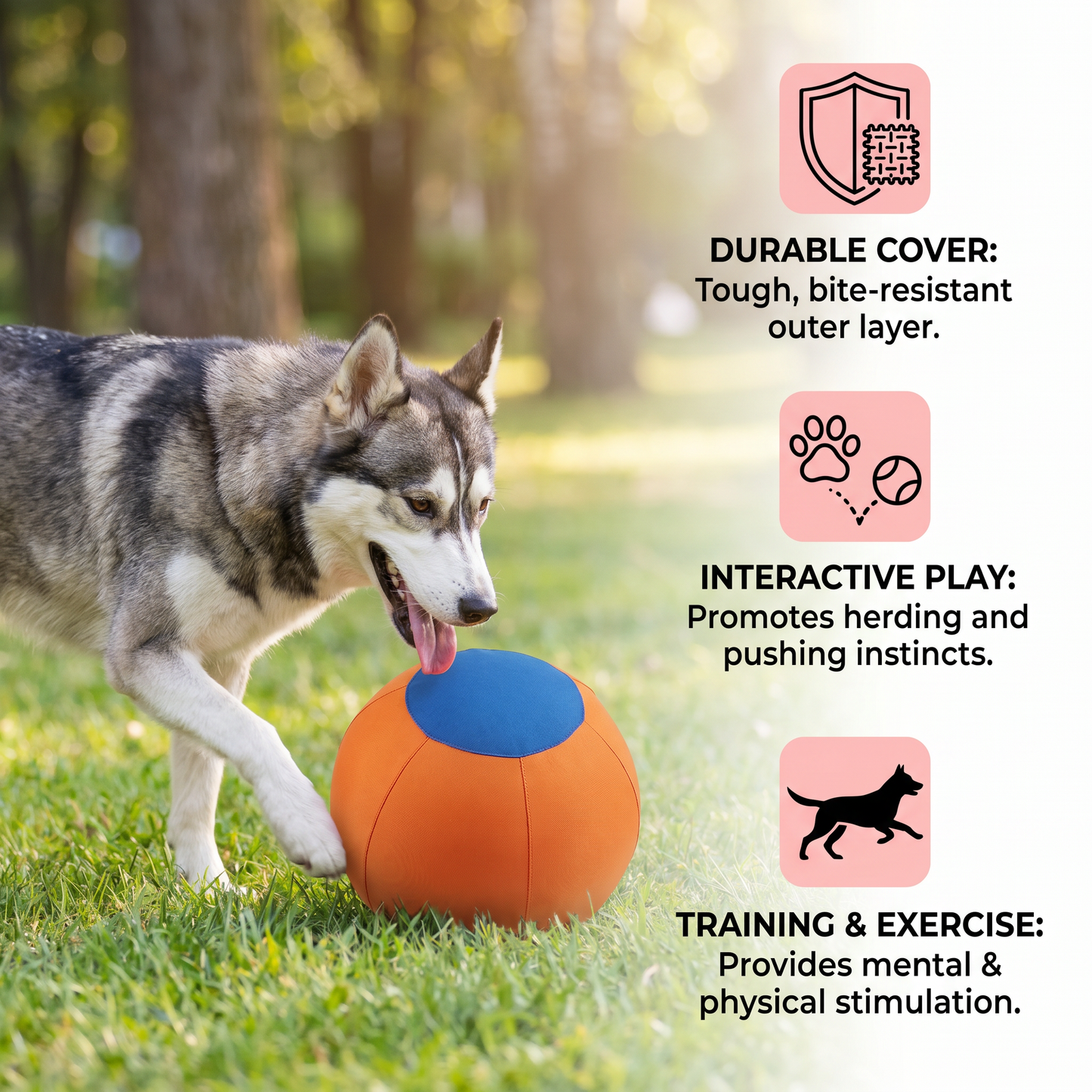 Durable training ball with cover for dogs