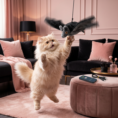 Touch—Activated Flapping Bat Cat Toy with Catnip