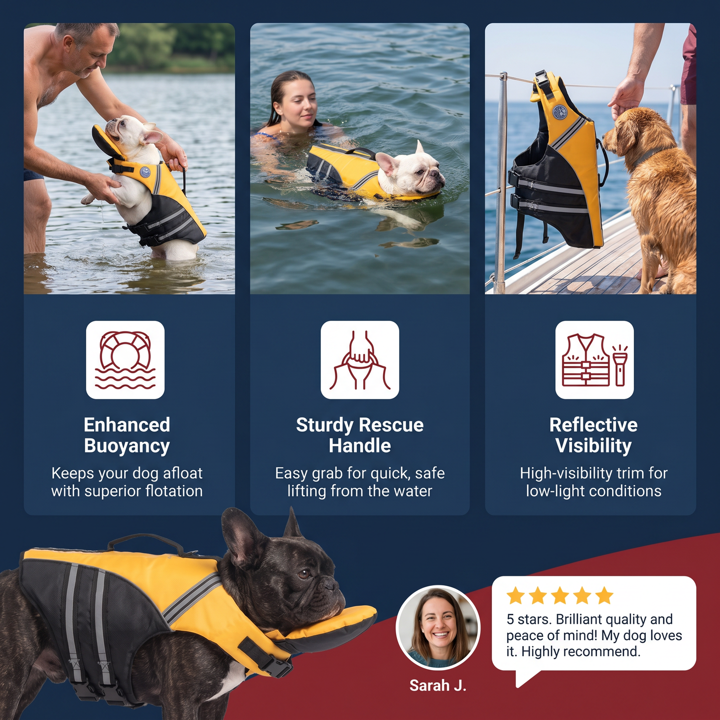 Dog Safety Swim Vest with Rescue Handle
