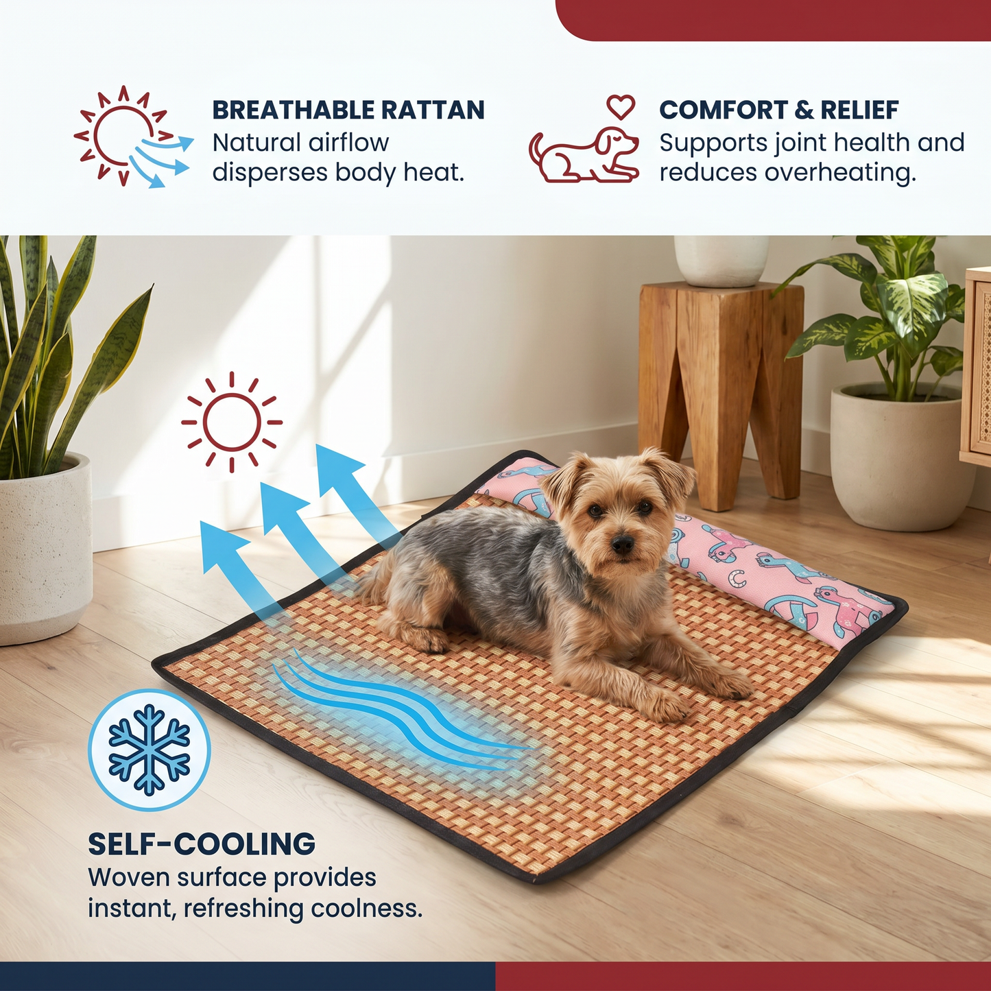 Breathable Rattan Dog Cooling Mat