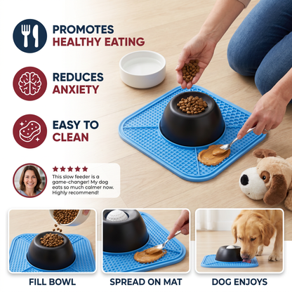 2in1 Slow Feeder Dog Bowl with Lick Mat