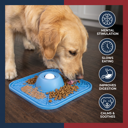 2in1 Slow Feeder Dog Bowl with Lick Mat
