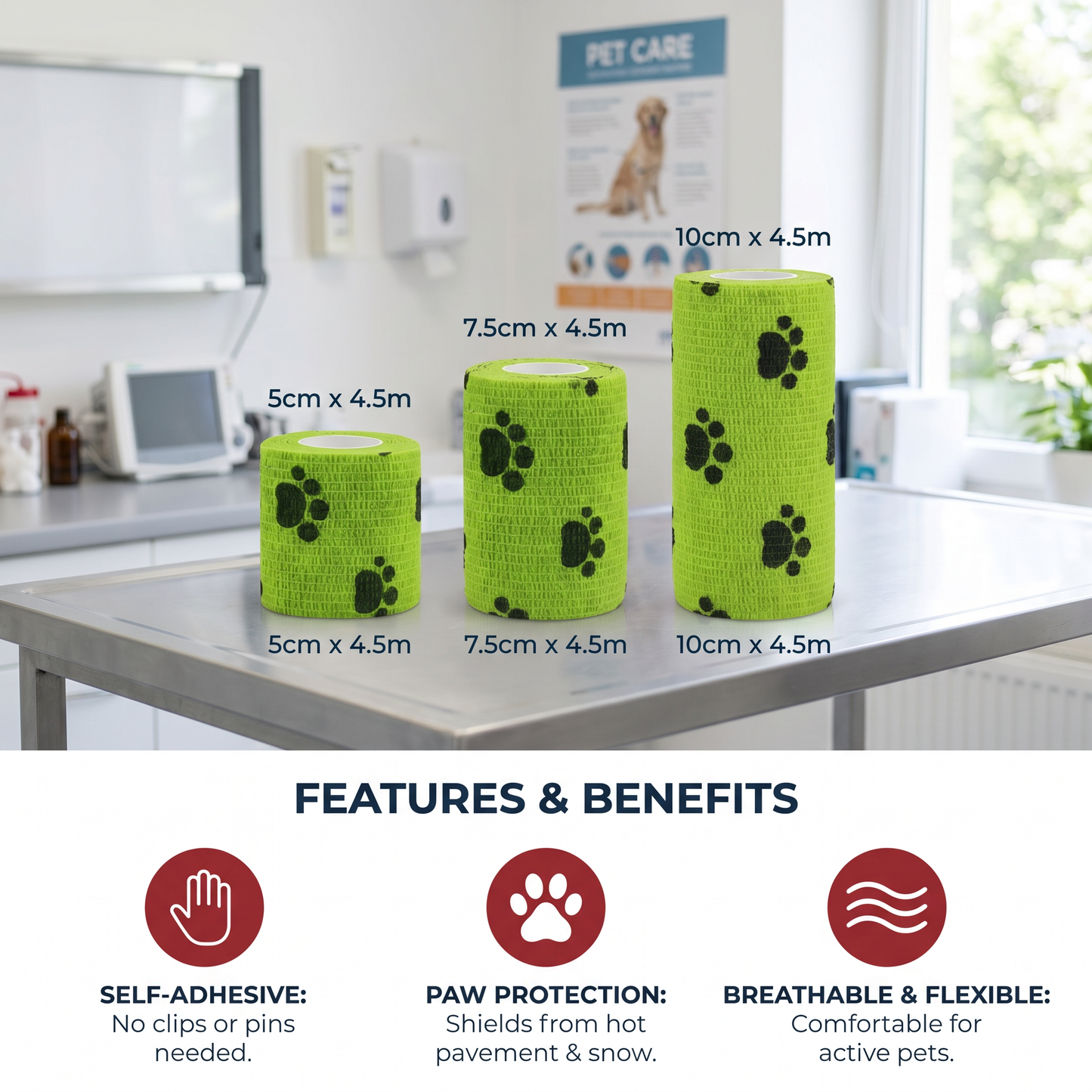 Self-Adhesive Pet Bandage Wrap for Hot Pavement & Snow Protection