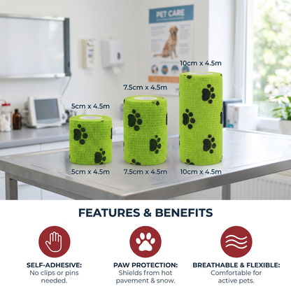 Self-Adhesive Pet Bandage Wrap for Hot Pavement & Snow Protection