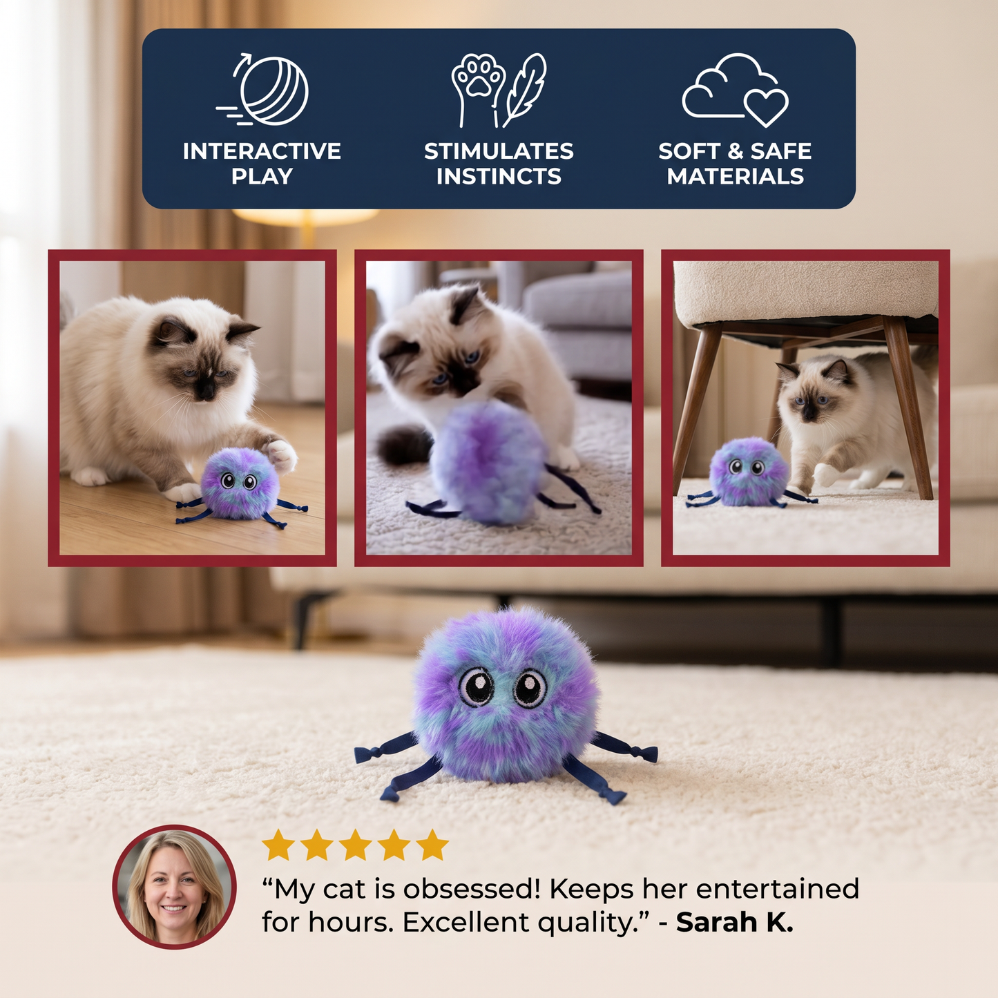 Cute Interactive Rolling Plush Cat toy