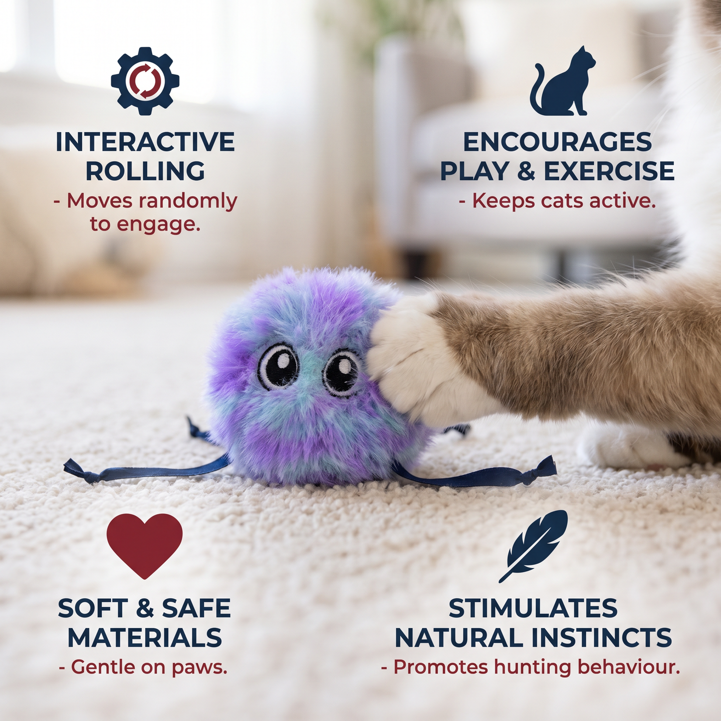 Cute Interactive Rolling Plush Cat toy
