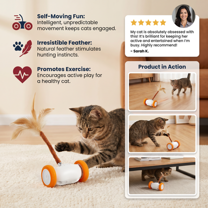 Self-Moving Feather Cat Teaser Toy