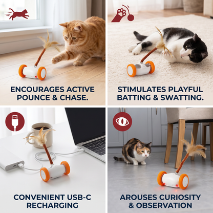 Self-Moving Feather Cat Teaser Toy