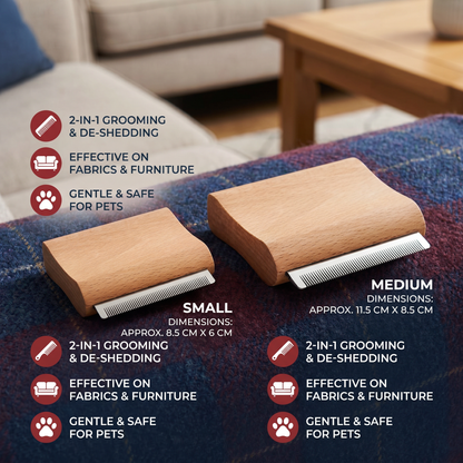2-in-1 Pet Grooming & Hair Removal Comb for Fur, Furniture & Fabrics