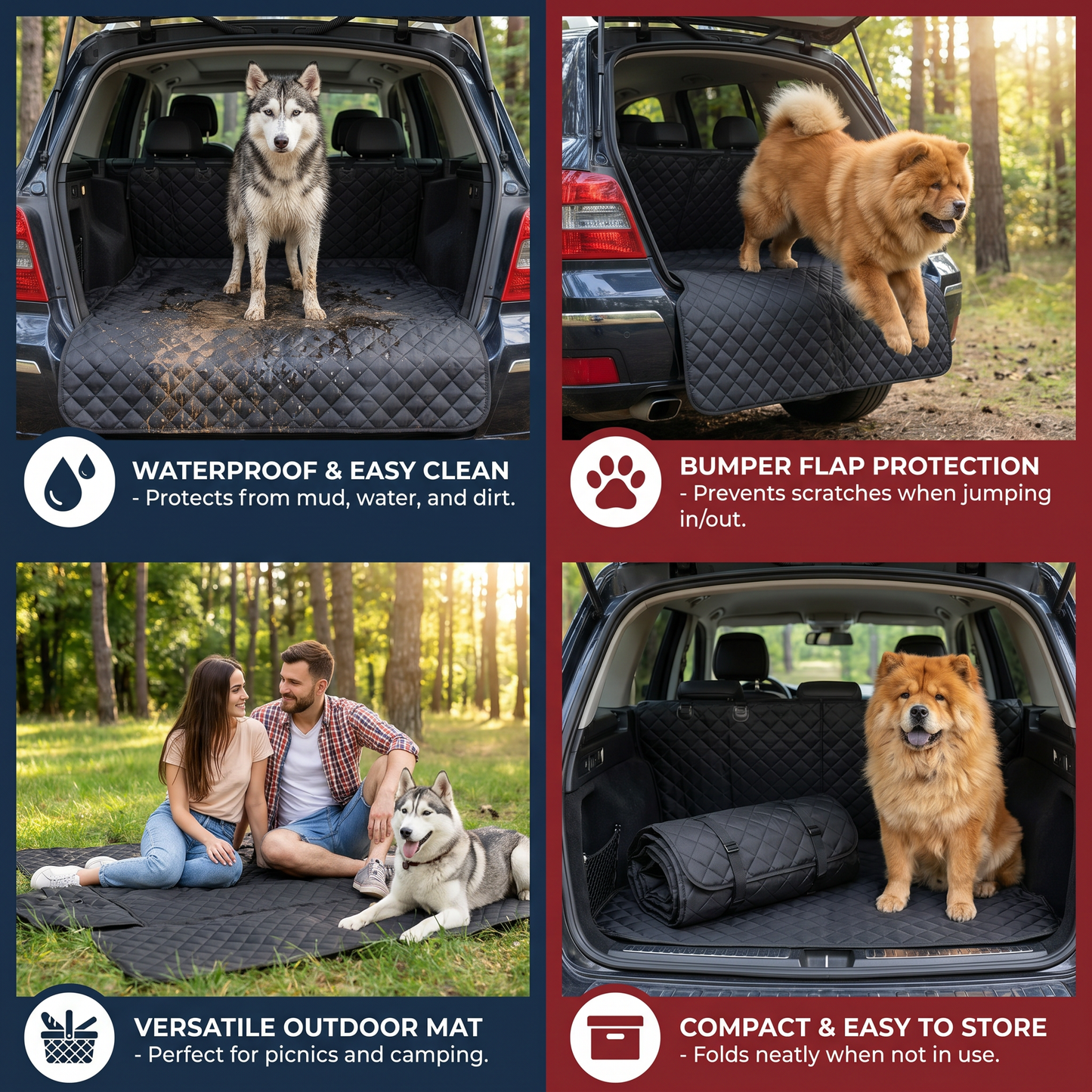 Waterproof SUV Dog Cargo Liner with Bumper Flap