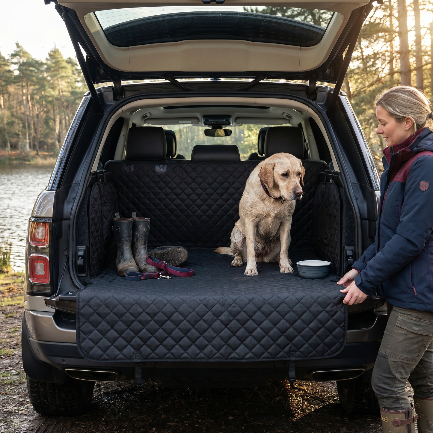 Waterproof SUV Dog Cargo Liner with Bumper Flap