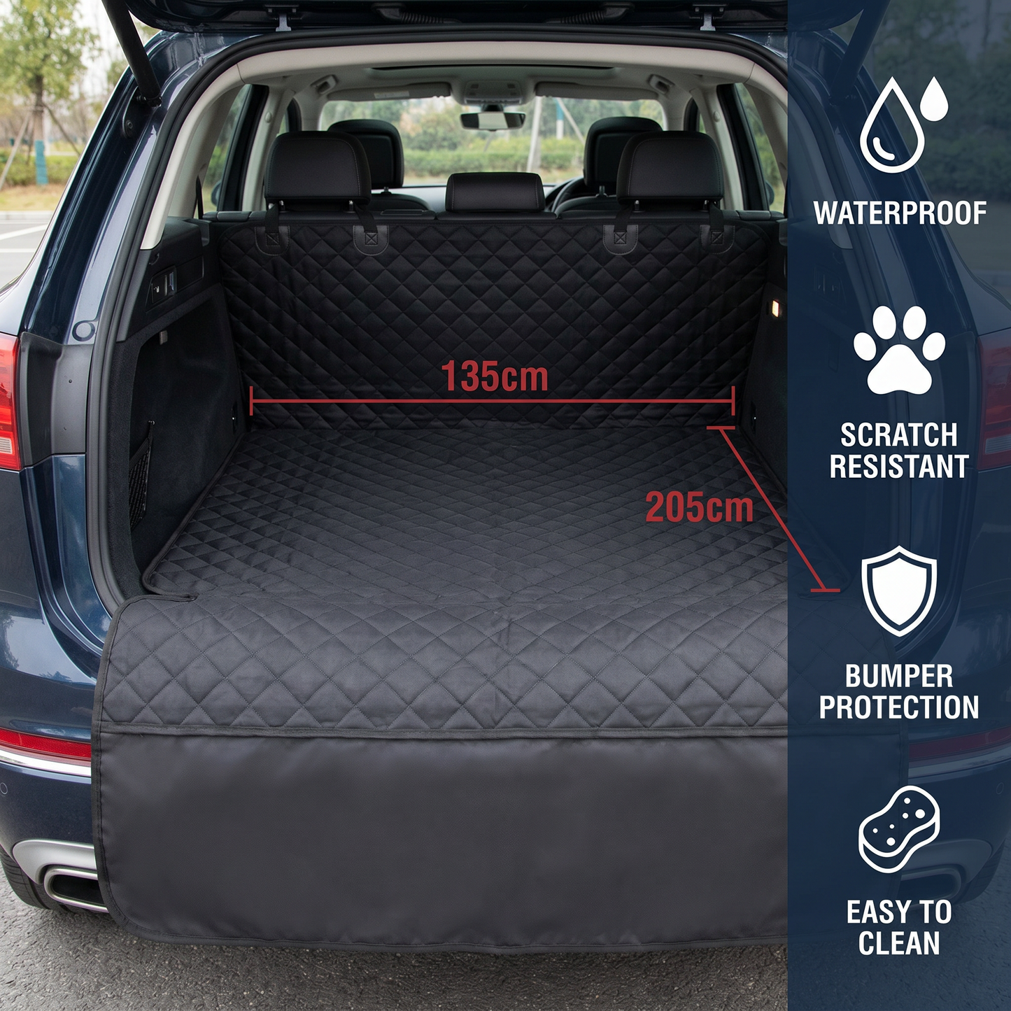 Waterproof SUV Dog Cargo Liner with Bumper Flap