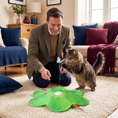 3-in-1 Interactive Butterfly Cat Toy – Play Mat with Butterfly & Feather Teasers