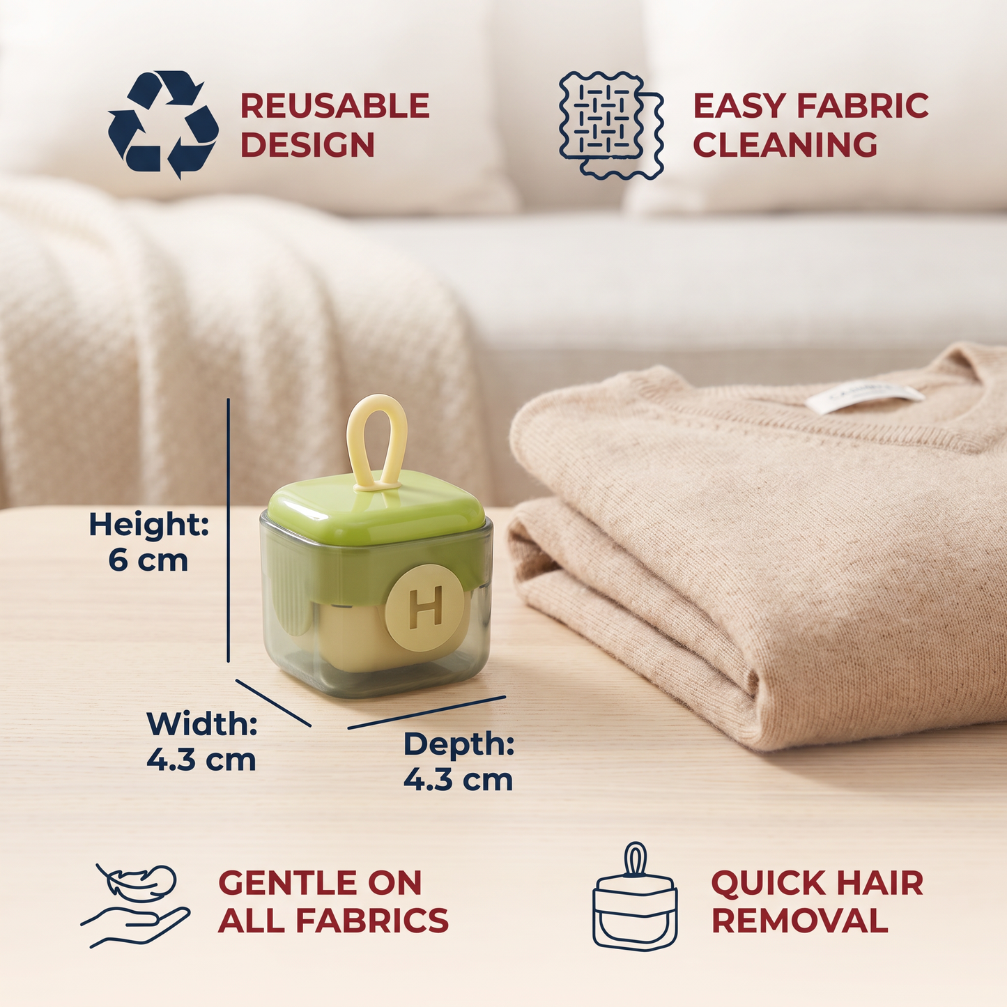 Pet Hair Remover Roller with Reusable Design for Easy Fabric Cleaning