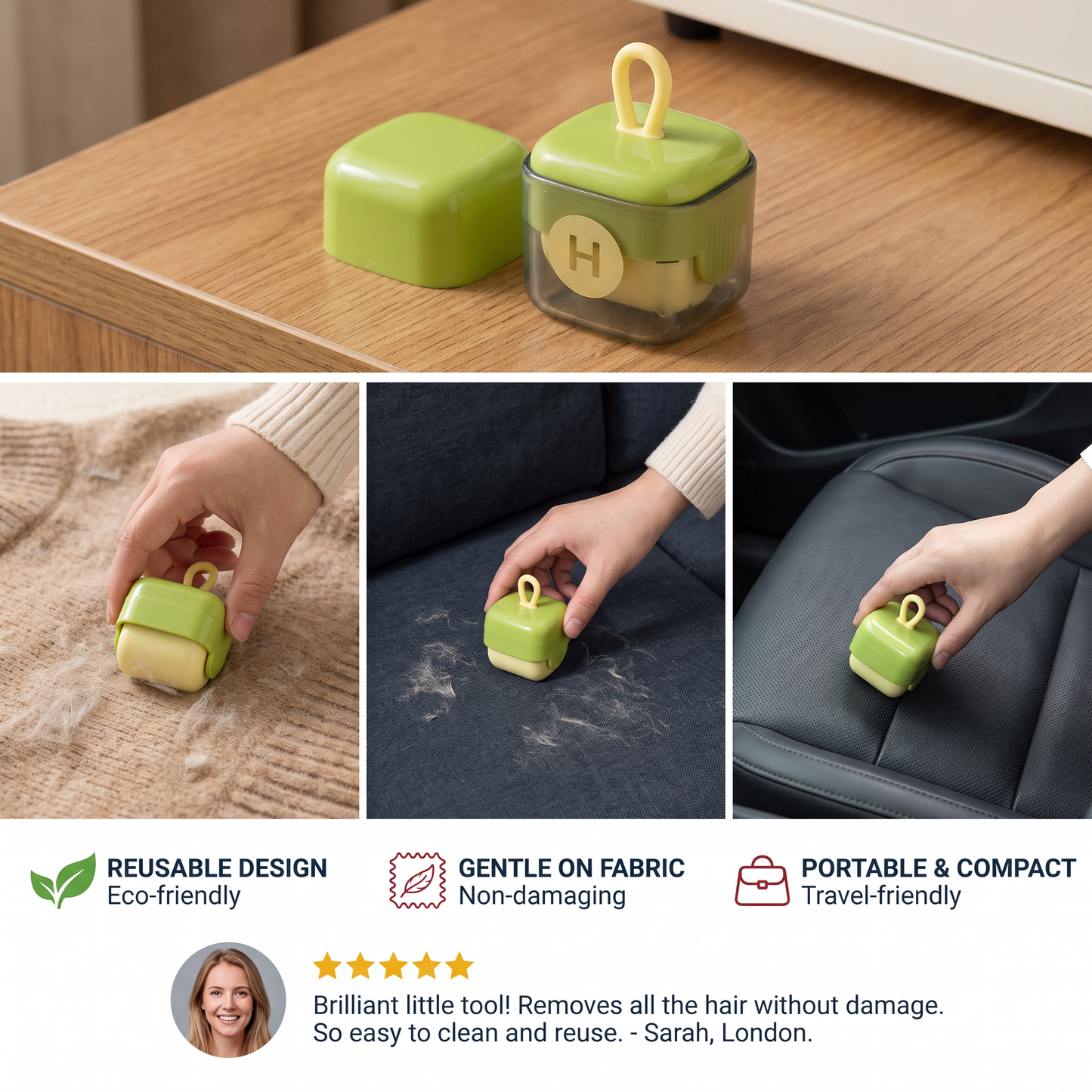 Pet Hair Remover Roller with Reusable Design for Easy Fabric Cleaning