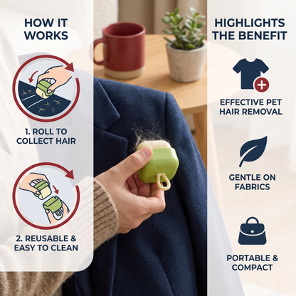 Pet Hair Remover Roller with Reusable Design for Easy Fabric Cleaning