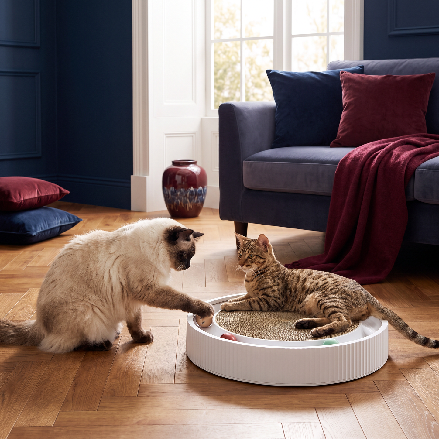 Interactive Cat Scratcher Pad with Rolling Balls and Relaxing Play Area