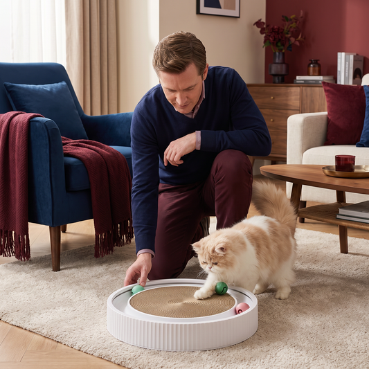 Interactive Cat Scratcher Pad with Rolling Balls and Relaxing Play Area
