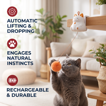 Interactive Rechargeable Cat Toy – Automatic Lifting Pom-Pom Teaser