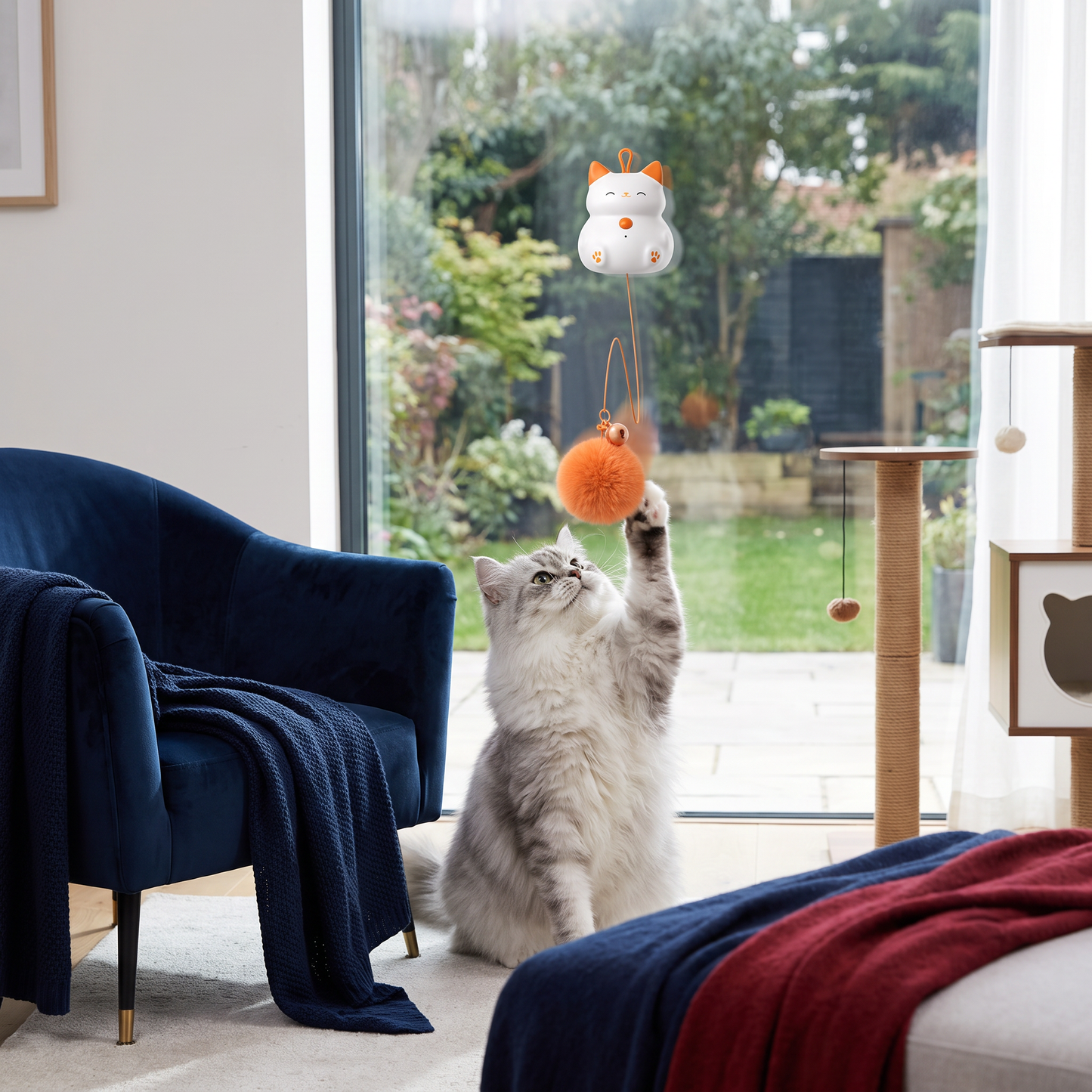 Interactive Rechargeable Cat Toy – Automatic Lifting Pom-Pom Teaser