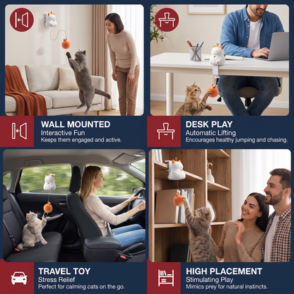Interactive Rechargeable Cat Toy – Automatic Lifting Pom-Pom Teaser