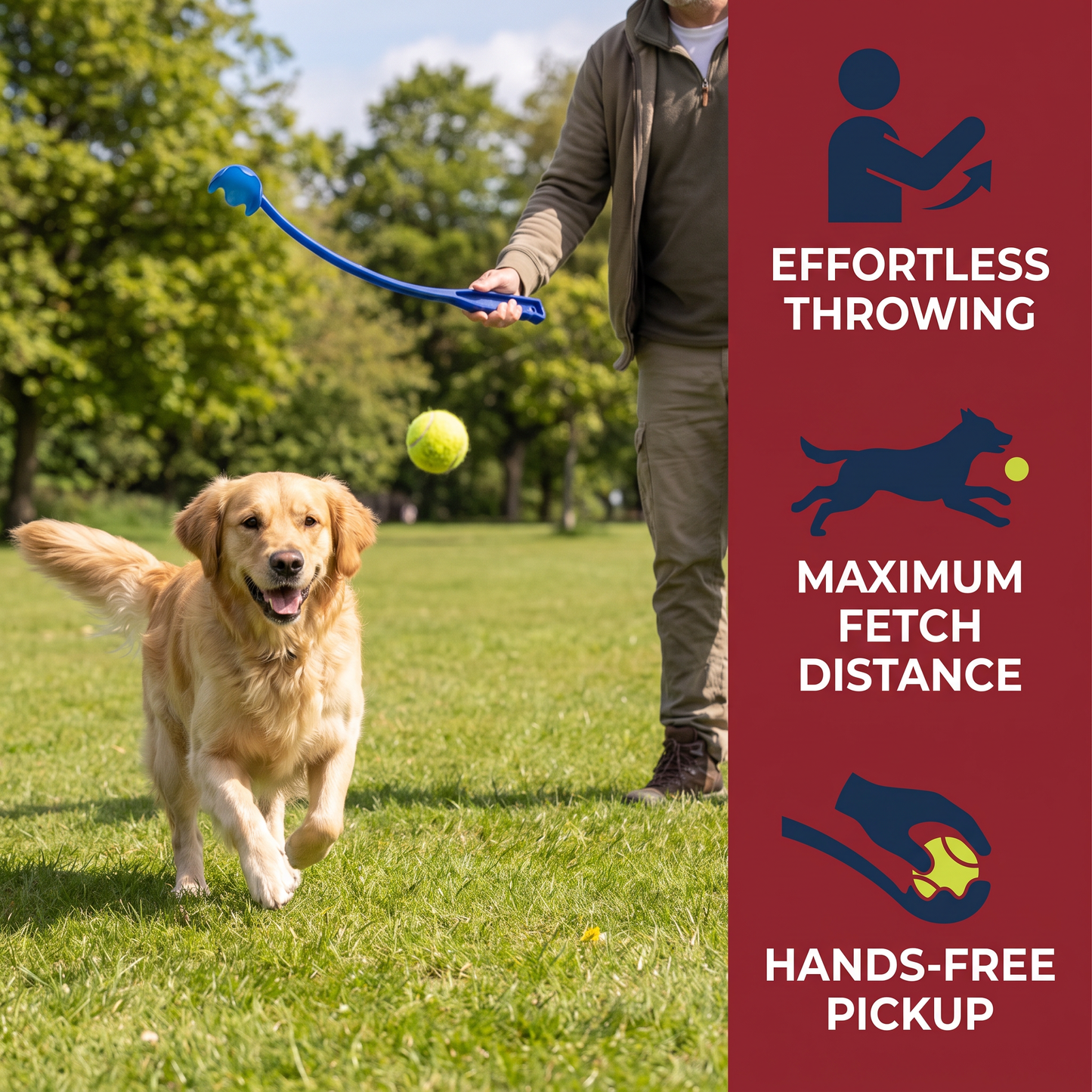 Interactive Tennis Ball Launcher for Dogs – Long-Handle Fetch Thrower