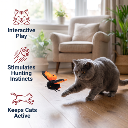 Interactive Flutter Butterfly Cat Toy – Automatic Flying Teaser