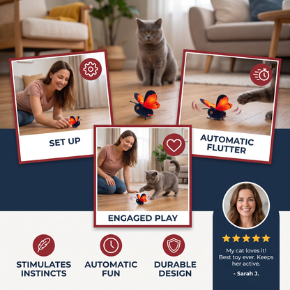 Interactive Flutter Butterfly Cat Toy – Automatic Flying Teaser