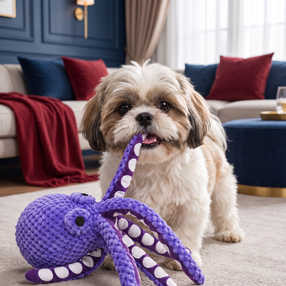 Large Octopus Plush Squeaky Dog Toy