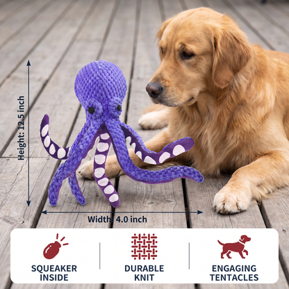 Large Octopus Plush Squeaky Dog Toy