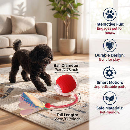Upgraded Smart Rolling Dog Ball – Durable Interactive Toy with Mesh Tail