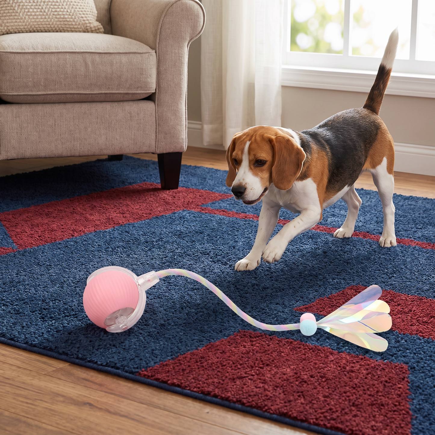 Upgraded Smart Rolling Dog Ball – Durable Interactive Toy with Mesh Tail