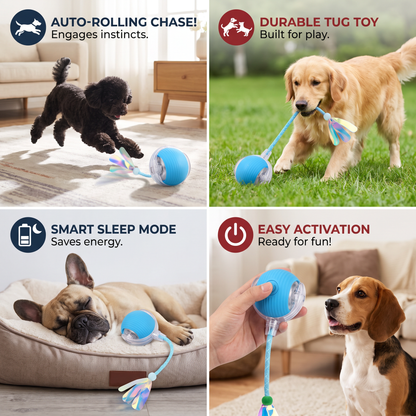 Upgraded Smart Rolling Dog Ball – Durable Interactive Toy with Mesh Tail