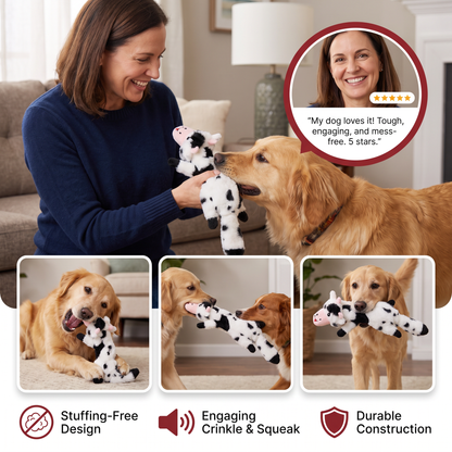 Durable Stuffing-Free Crinkle Squeaky Dog Toy