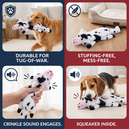 Durable Stuffing-Free Crinkle Squeaky Dog Toy