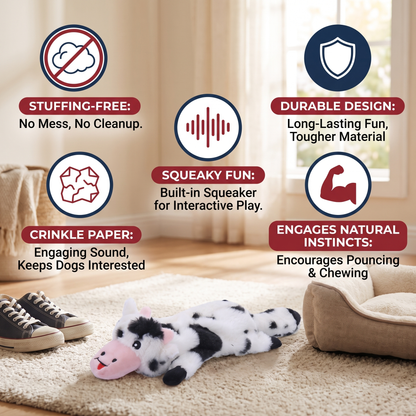 Durable Stuffing-Free Crinkle Squeaky Dog Toy
