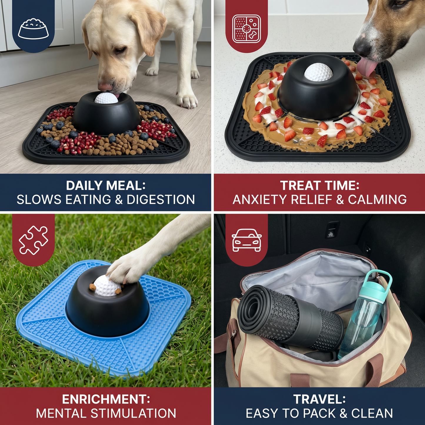 2in1 Slow Feeder Dog Bowl with Lick Mat