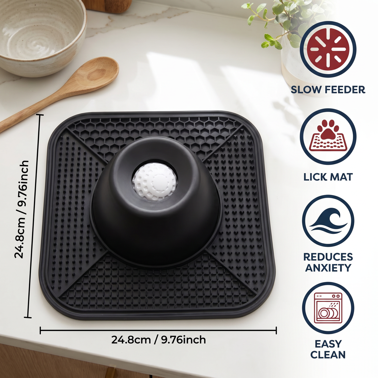 2in1 Slow Feeder Dog Bowl with Lick Mat