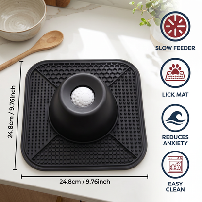 2in1 Slow Feeder Dog Bowl with Lick Mat