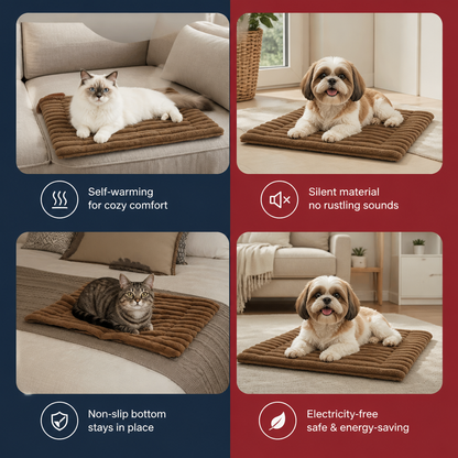 Self-Warming Pet Mat for Cats & Dogs – Quiet, Non-Slip & Electricity-Free