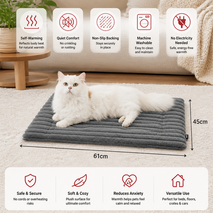 Self-Warming Pet Mat for Cats & Dogs – Quiet, Non-Slip & Electricity-Free